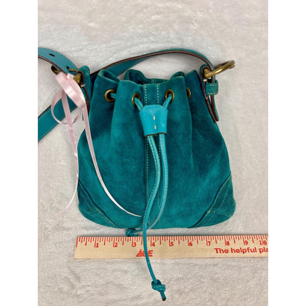 Vintage Coach Soho Suede Drawstring Cinch Bag in Turquoise Suede - Picture 10 of 15